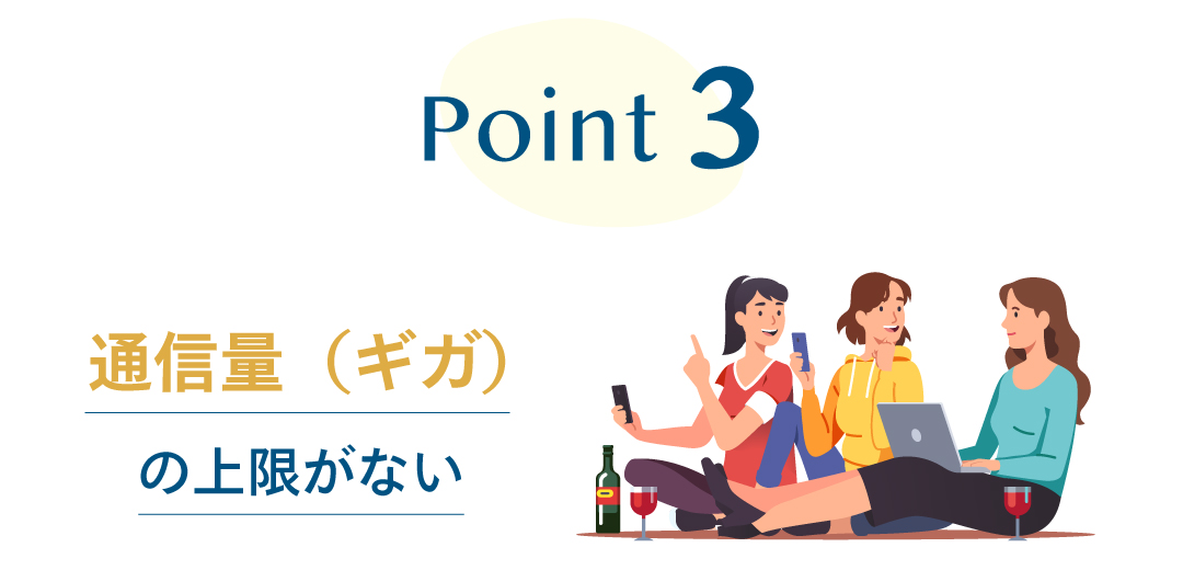 Point3 通信料(ギガ)の上限がない