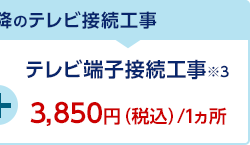テレビ端子接続工事※3 3,850円（税込）/1ヵ所