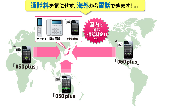 通話料を気にせず、海外から電話できます!